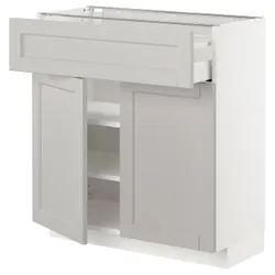 IKEA METOD / MAXIMERA(494.647.72) верхній ящик / 2 двері, білий / Lerhyttan світло-сірий