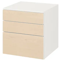 IKEA SMÅSTAD / PLATSA(493.875.71) комод, 3 шухляди, біла / береза