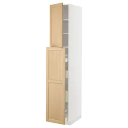 IKEA METOD / MAXIMERA(895.094.91) висока шафа з 4 ящиками/1 дверцятами/2 полицями, білий/Дуб Форсбака