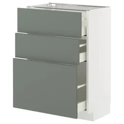 IKEA METOD / MAXIMERA(695.663.93) шафа для підлоги з 3 ящиками, білий/Nickebo матовий сіро-зелений