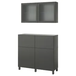IKEA BESTÅ(795.081.28) комбінація полиць з дверцятами/скринькою, темно-сірий Lappviken/Stubbarp/Sindvik темно-сірий