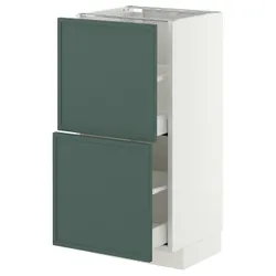 IKEA METOD / MAXIMERA(696.057.28) нижня шафа з 2 ящиками, білий/Aspudden темно-сіро-зелений