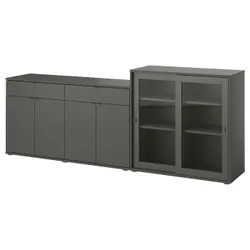 IKEA VIHALS(495.212.06) полиця/скляні двері, темно-сірий/прозоре скло