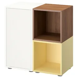 IKEA EKET(495.217.44) комбінація шаф з ніжками, білий/горіховий блідо-жовтий