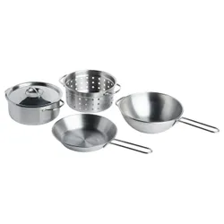 IKEA DUKTIG (001.301.67) Іграшкові горщики комплект з 5 шт., Сталь
