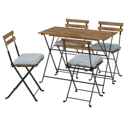 IKEA TÄRNÖ(395.349.40) стіл + 4 стільці, на вулиці, чорний/світло-коричнева морилка/синій Клесан