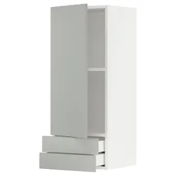 IKEA METOD / MAXIMERA(395.389.57) навісна шафа, двері/2 ящики, білий/Хавсторп світло-сірий
