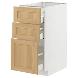 IKEA METOD / MAXIMERA(795.092.36) шафа для підлоги з 3 ящиками, білий/Дуб Форсбака