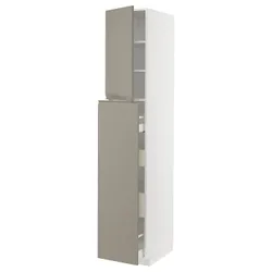 IKEA METOD / MAXIMERA(194.922.67) висока шафа з 4 ящиками/1 дверцятами/2 полицями, білий/Upplöv матовий темно-бежевий