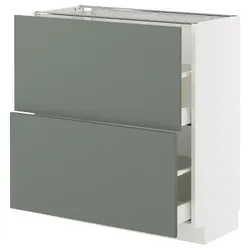 IKEA METOD / MAXIMERA(295.659.70) шафа для підлоги з 2 ящиками, білий/Nickebo матовий сіро-зелений