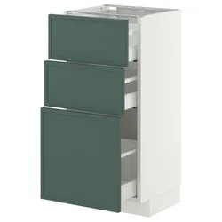 IKEA METOD / MAXIMERA(996.051.33) тумба з 3 ящиками, білий/Aspudden темно-сіро-зелений