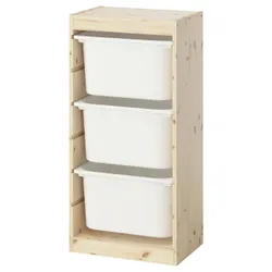 IKEA TROFAST(295.754.36) Полиця з контейнерами, легка сосна, пофарбована в білий/білий