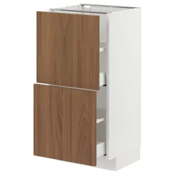 IKEA METOD / MAXIMERA(395.197.32) шафа для підлоги з 2 ящиками, білий/Тісторп імітація коричневого горіха