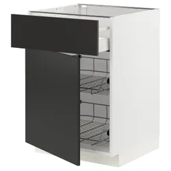 IKEA METOD / MAXIMERA(694.976.20) підлогова шафа/дверний кошик/ящик/двері, білий/Nickebo матовий антрацит