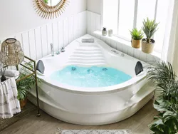 Кутова ванна Whirlpool Монако зі світлодіодним підсвічуванням біла 1450 x 1450 мм Ванна з Bluetooth-динаміком
