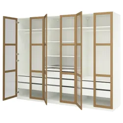 IKEA PAX / TONSTAD(395.667.14) Комбінація гардеробу, Білий/Okl Oak Glass