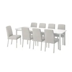 IKEA STRANDTORP / BERGMUND(194.410.94) стіл і 8 стільців, білий / Орста світло-сірий