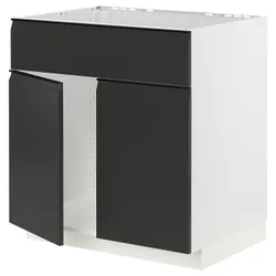 IKEA METOD(994.934.80) тумба, раковина, 2 двері/фасади, білий/Upplöv матовий антрацит
