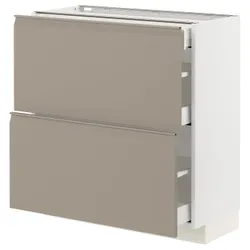 IKEA METOD / MAXIMERA(094.920.98) Шафа з 2 фасадами/3 ящиками, білий/Upplöv матовий темно-бежевий