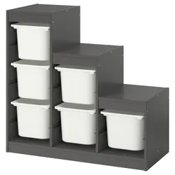 IKEA TROFAST(395.744.41) Полиця з контейнерами, сірий/білий