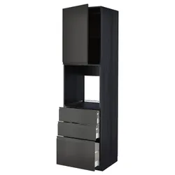 IKEA METOD / MAXIMERA(094.954.07) висока шафа/двері/3 шухляди, чорний/Upplöv матовий антрацит