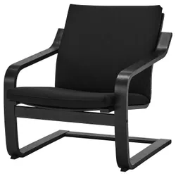 IKEA POÄNG(095.515.68) крісло з низькою спинкою, чорний/Vissle чорний