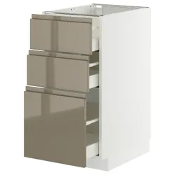 IKEA METOD / MAXIMERA(395.770.86) Шафа, що стоїть з 3 ящиками, білий/Voxtorp Gloss Dark -brown