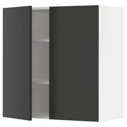 IKEA METOD(994.979.92) навісна шафа з полицями/2 двері, білий/матовий антрацит Nickebo
