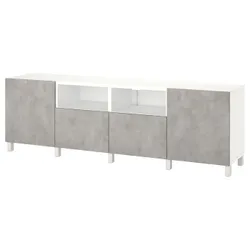 IKEA BESTÅ(894.216.05) Тумба під телевізор з дверцятами та ящиками, білий / Kallviken / Stubbarp світло-сірий