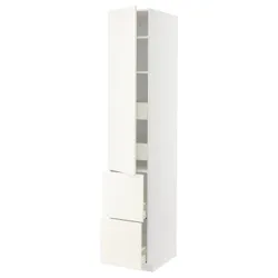IKEA METOD / MAXIMERA(895.074.06) висока шафа з полицею/4 ящики/двері/2 фасади, білий/Vallstena білий