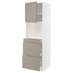 IKEA METOD / MAXIMERA(794.918.30) Шафа НВЧ комбінована з дверцятами/3 ящики, білий/Upplöv матовий темно-бежевий