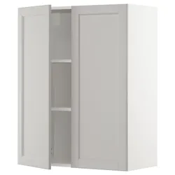 IKEA METOD(694.602.78) навісна шафа з полицями / 2 двер, білий / Lerhyttan світло-сірий