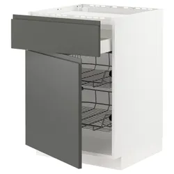 IKEA METOD / MAXIMERA(394.673.61) sza st n pł / szu / 2dr ko, білий/Voxtorp темно-сірий