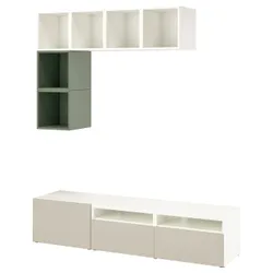 IKEA BESTÅ / EKET(095.228.68) комбинация тумб под телевизор, білий/сіро-зелений