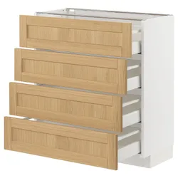 IKEA METOD / MAXIMERA(095.092.06) шафа, що стоїть, з 4 фасадами/4 ящиками, білий/Дуб Форсбака