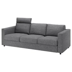IKEA VIMLE(194.343.95) 3-місний диван, з підголівником/Лейде сіро-чорний