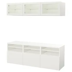 IKEA BESTÅ(994.071.90) комбінація для телевізора / скляні двері, біле / Lappviken біле прозоре скло