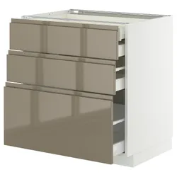 IKEA METOD / MAXIMERA(095.767.43) Stj 3fr/2n/wed/w, білий/Voxtorp Gloss Dark -brown