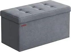 SONGMICS LSF247G01 Лавка для зберігання, оксамитовий пуф з кришкою, з 2 ящиками, вантажопідйомність 300 кг, для холу, вітальні,