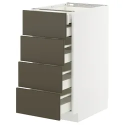 IKEA METOD / MAXIMERA(695.586.37) Шафа з 4 фасадами/2 низькими/3 середніми ящиками, білий/Хавсторп коричнево-бежевий