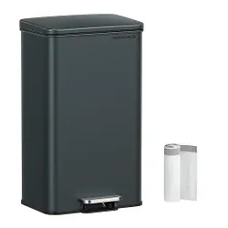 SONGMICS Кухонна урна для сміття, 40 л, велика урна для сміття з педаллю, сталь, Softclose, 15 пакетів для сміття в комплекті,