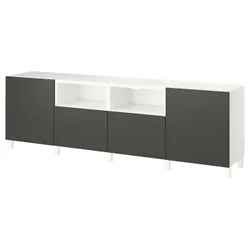 IKEA BESTÅ(695.749.96) Тумба під ТВ з дверцятами та ящиками, білий/Lappviken/Stubbarp темно-сірий