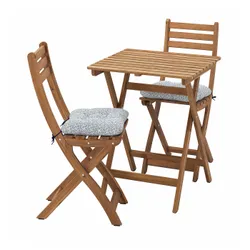 IKEA ASKHOLMEN(795.299.46) стіл + 2 складні стільці на вулиці, темно-коричневий/синій Клесан