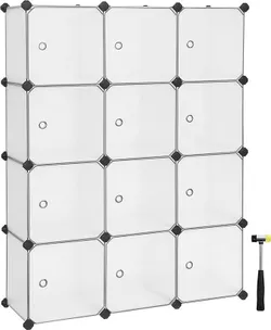 SONGMICS LPC342W01 Органайзер для зберігання, пластикова шафа, полиця для взуття, одягу, іграшок, книг, легка збірка, 93 x 31 x