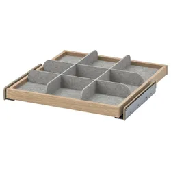 IKEA KOMPLEMENT(493.320.17) висувна полиця з перегородкою, білий / світло-сірий ефект дуба