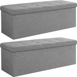 Табурет для сидіння SONGMICS, набір 2 шт., 110 x 38 x 38 см, світло-сірий LSF422G02