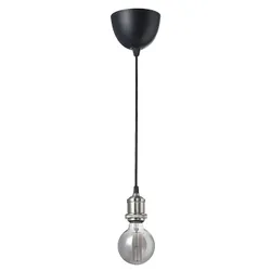 IKEA JÄLLBY / MOLNART(795.826.94) висить лампа з лампочкою, Тканина Неклітаційна/куля сірого прозорого скла