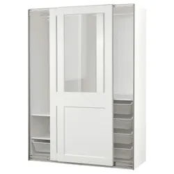 IKEA PAX / GRIMO(495.022.79) шафа з розсувними дверима, білий/прозоре скло біле