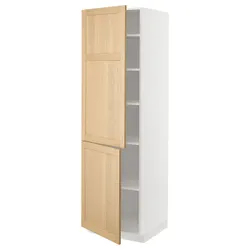 IKEA METOD(995.094.19) висока шафа з полицями/2 дверцята, білий/Дуб Форсбака