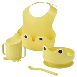 IKEA MATA(306.016.65) страви, слинна та ложка, 4 шт., світло -жовтий